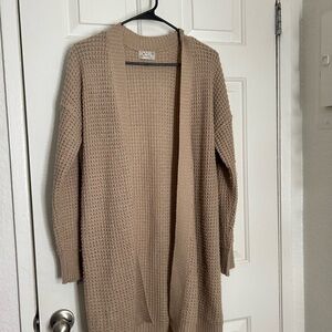 Poof! Tan Long Knit Cardigan Sweater
